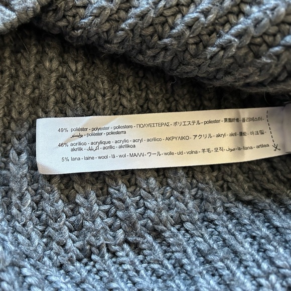 Wool blend Zara chunky knit Cozy Gray Sweater oversized long neutral winter - Picture 4 of 8